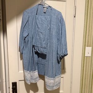 Catherines Denim Blue Cape with White Lace Detail